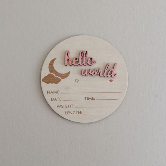 Hello World Announcement Sign Pink