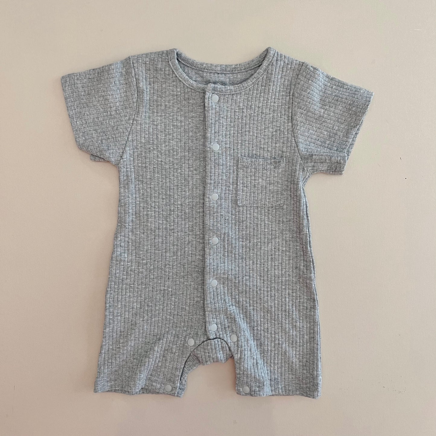 Gray Cotton Ribbed Bodysuit