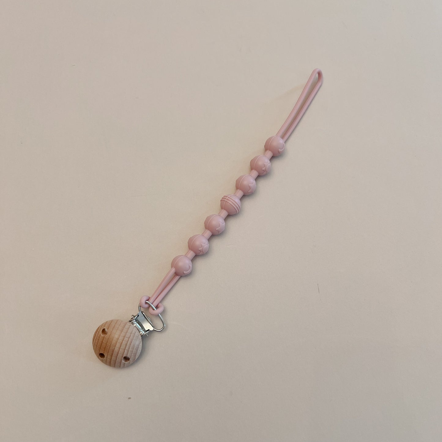 Light Pink Sun, Moon & Star Pacifier Clip