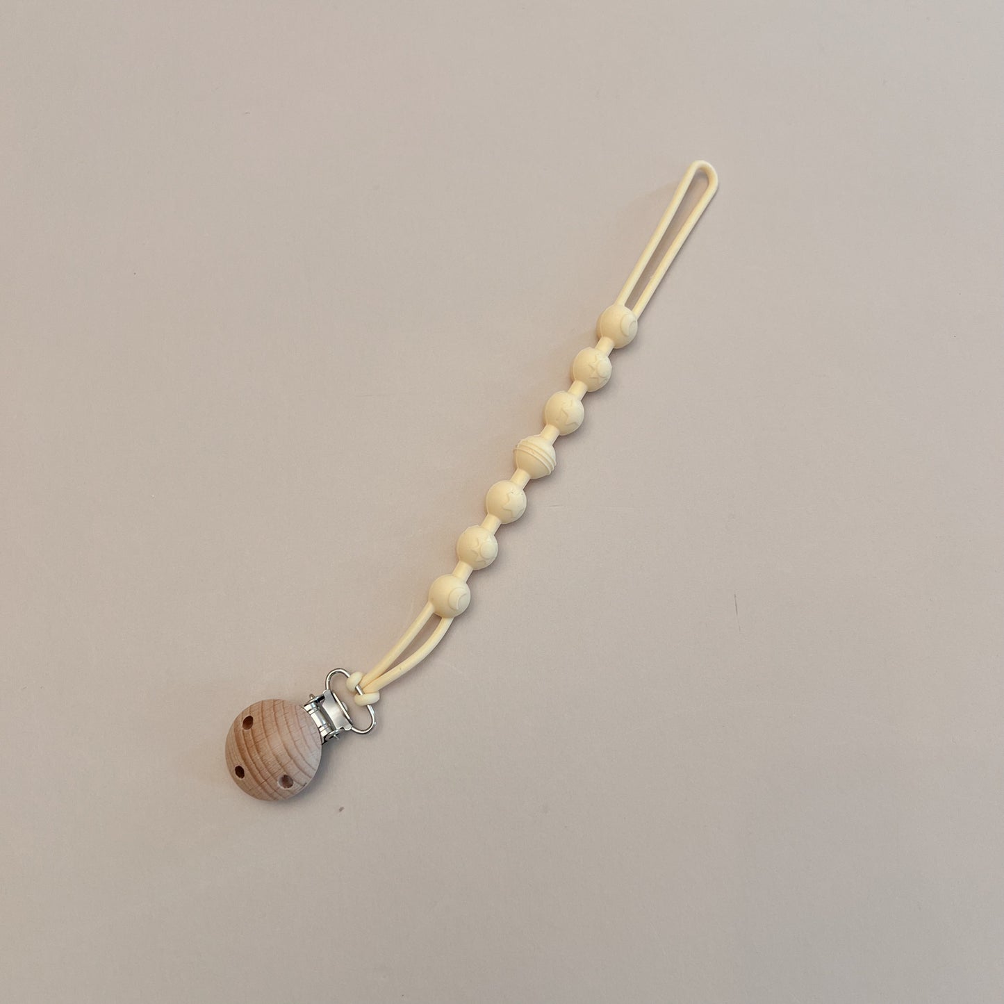 Buttermilk Sun, Moon & Star Pacifier Clip