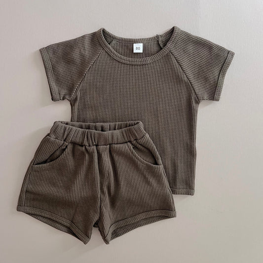 Hunter Green Waffle Cotton Set