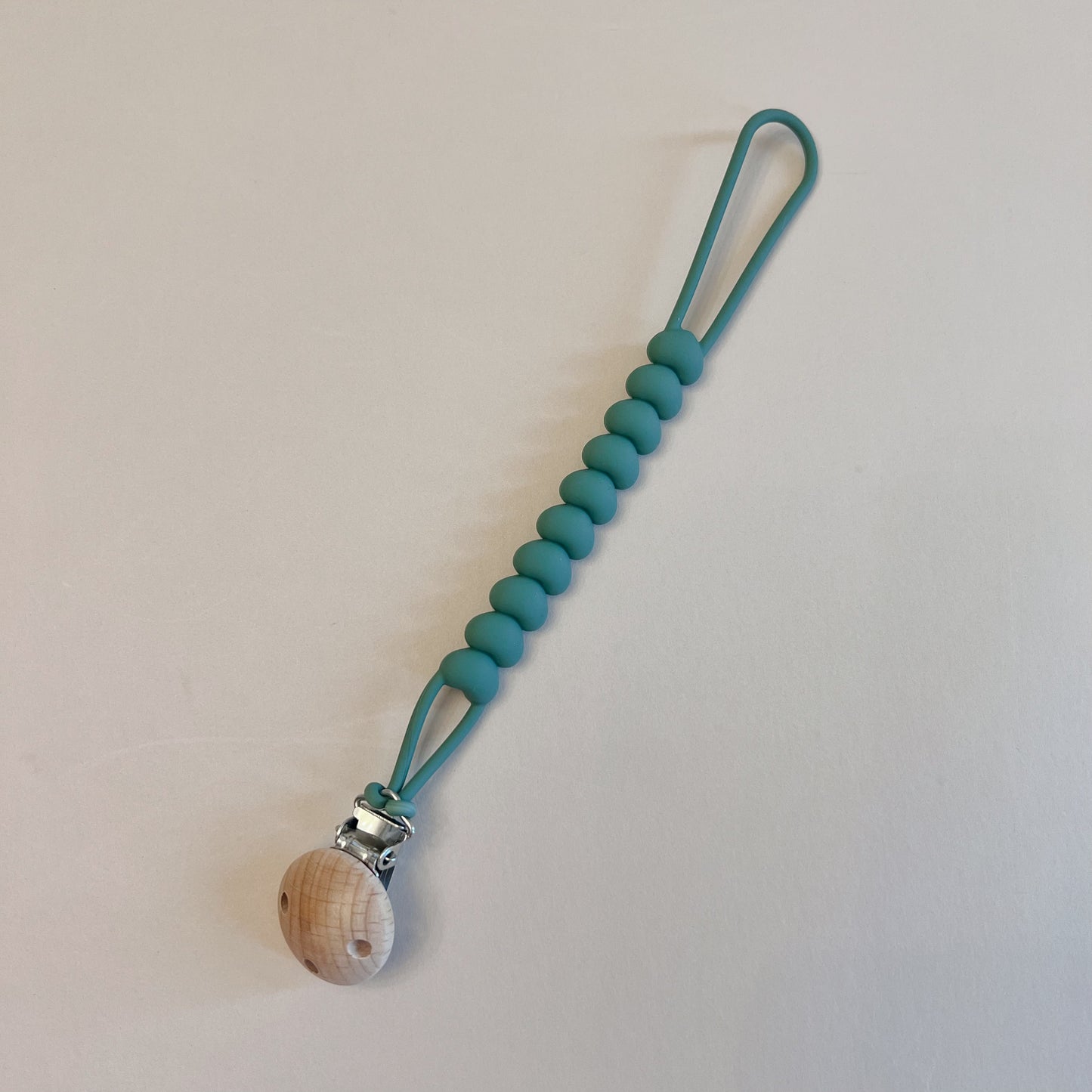 Teal Hearts Pacifier Clip