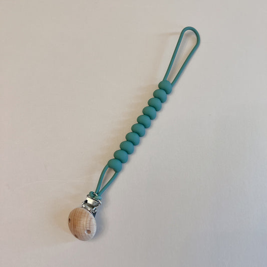 Teal Hearts Pacifier Clip