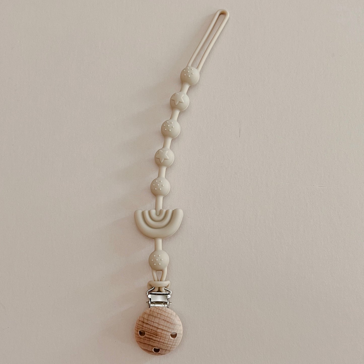 Almond Rainbow Pacifier Clip