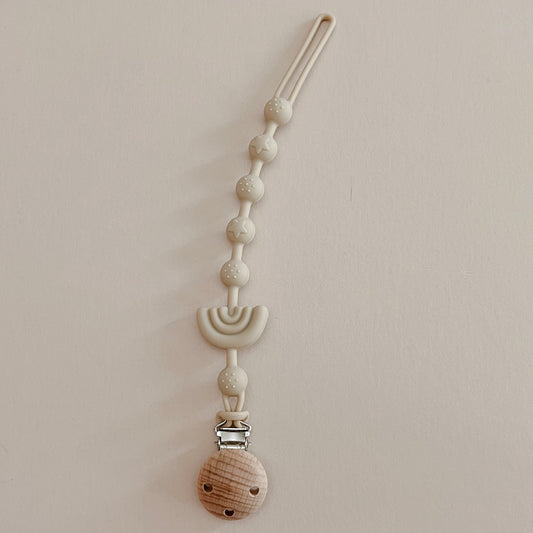 Almond Rainbow Pacifier Clip