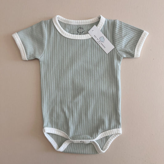 Green Retro Ribbed Bodysuit