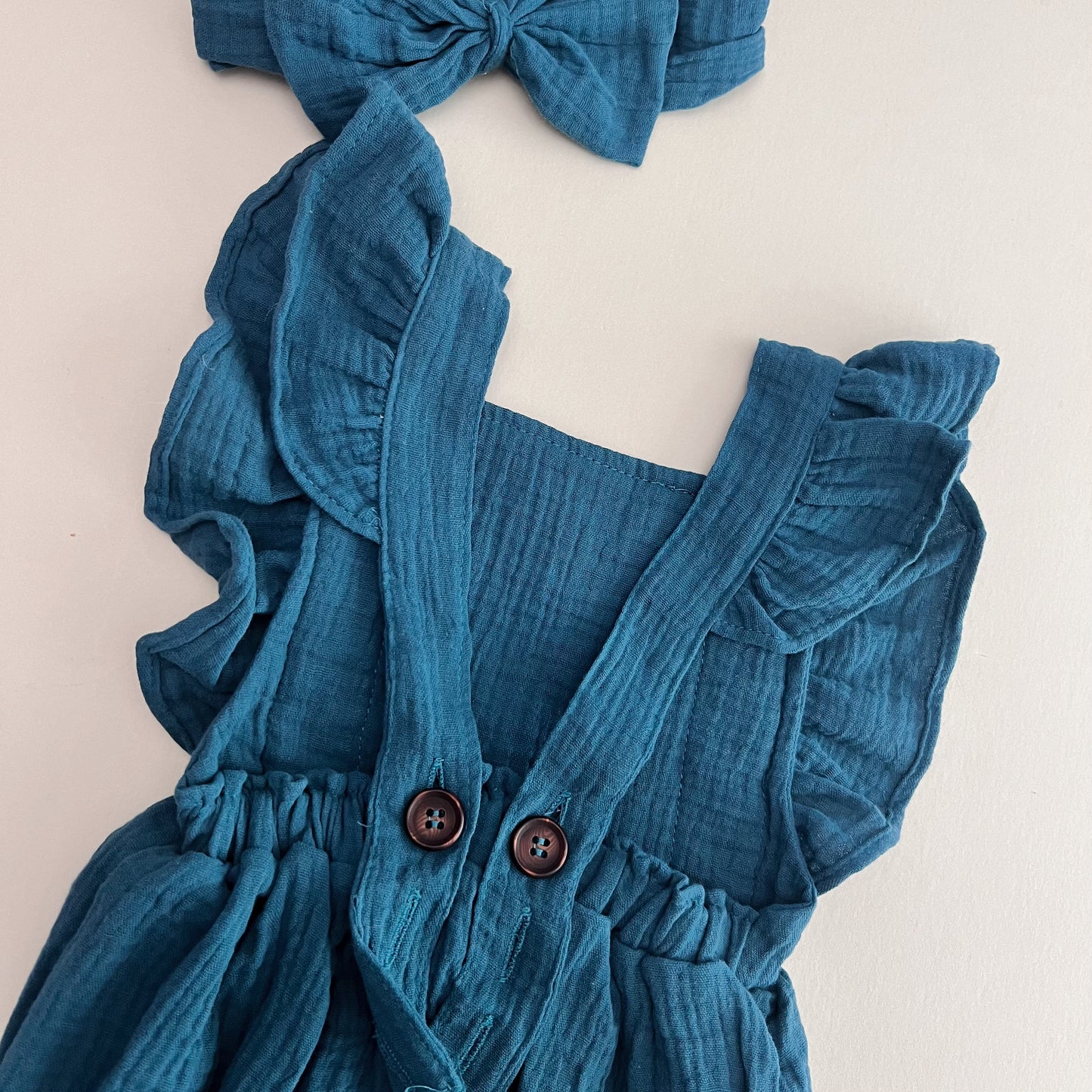 Peacock Ruffle Cotton Romper