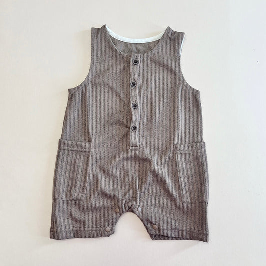 Mocha Striped Sleeveless Romper