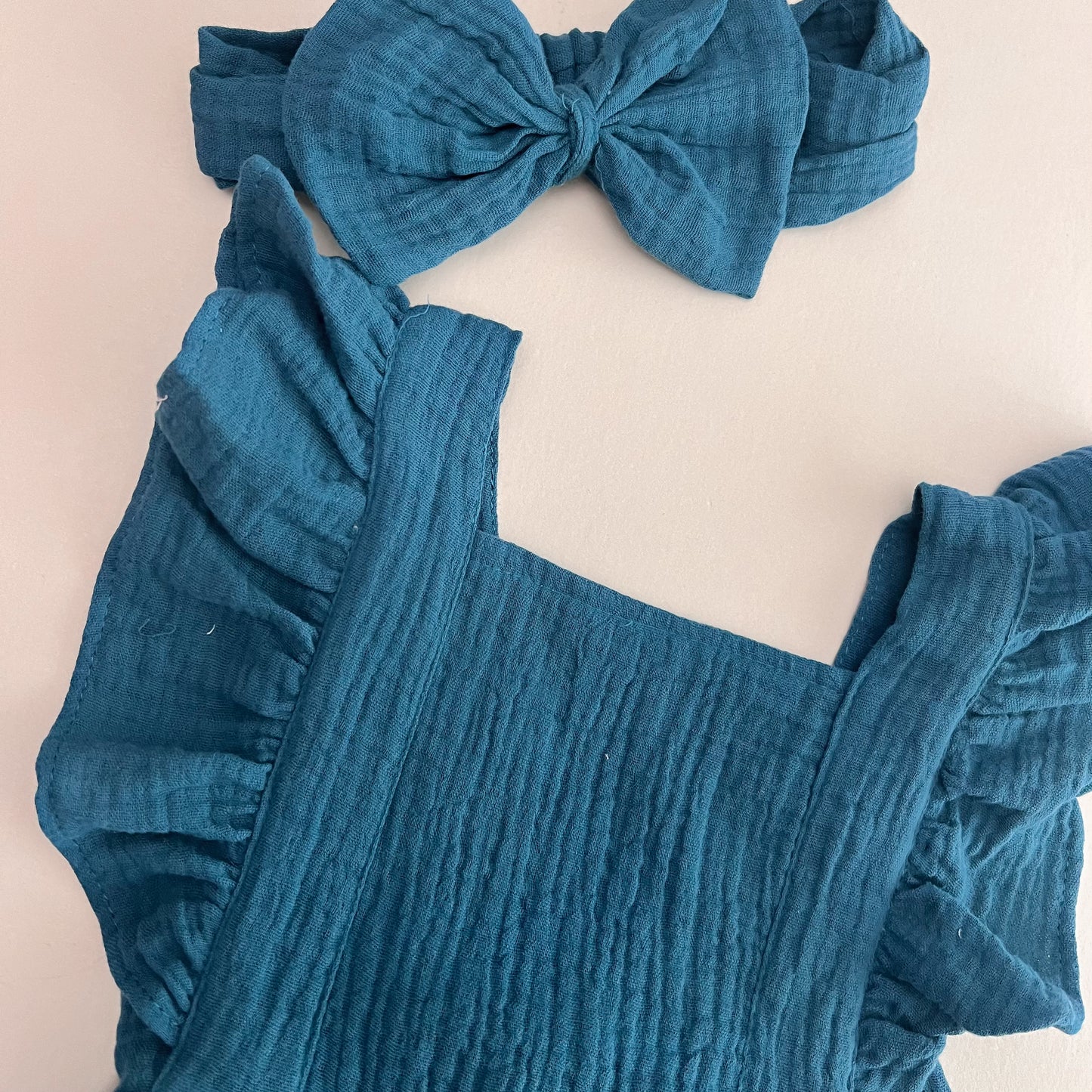 Peacock Ruffle Cotton Romper