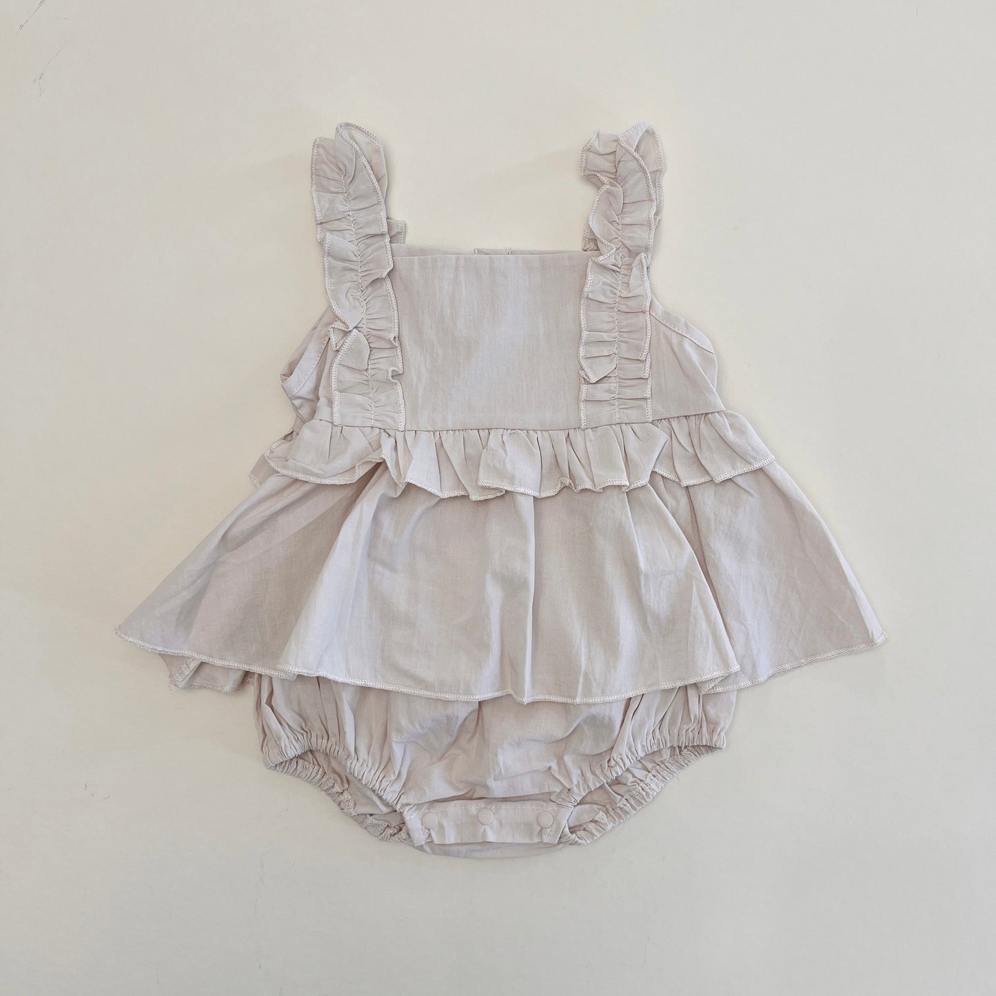 Beige Cream Ruffle Romper
