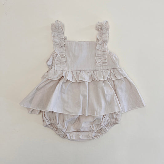 Beige Cream Ruffle Romper
