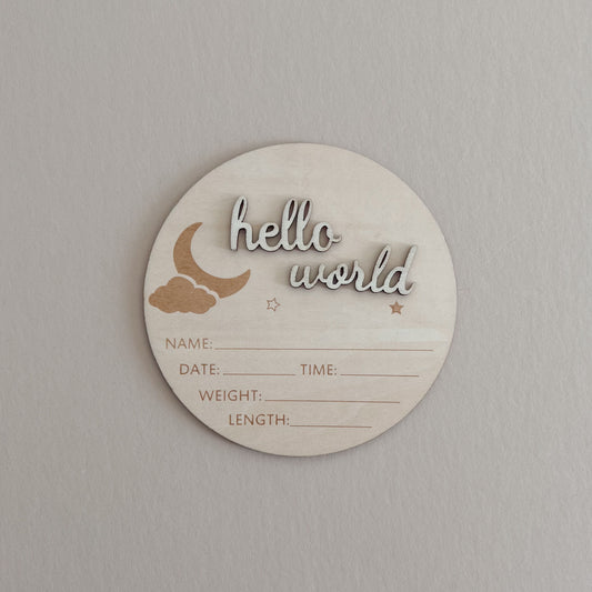 Hello World Announcement Sign White