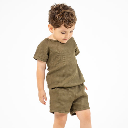 Hunter Green Waffle Cotton Set