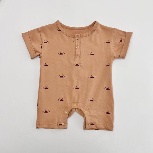 Sunset Orange Cotton Romper