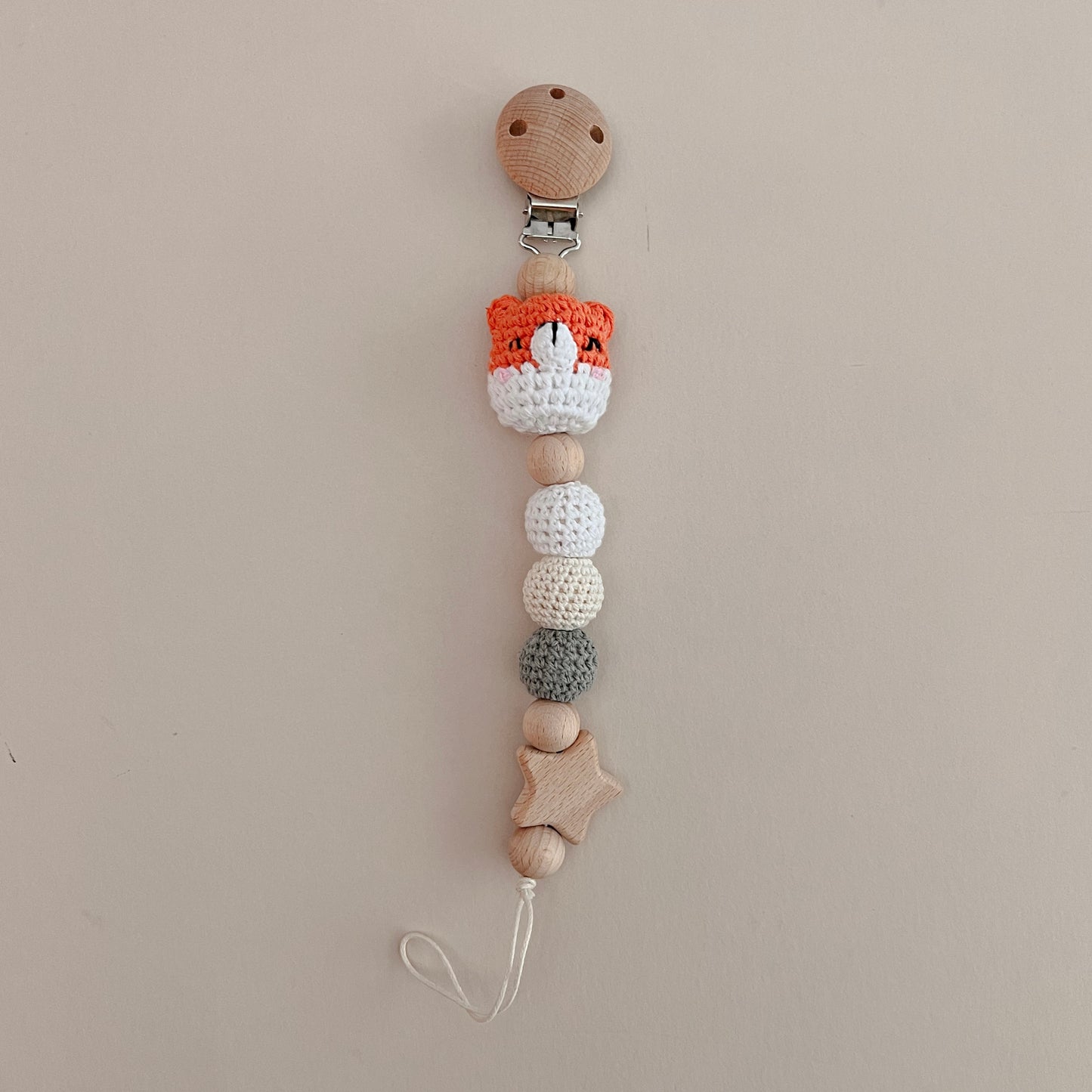 Fox Crochet Pacifier Clip