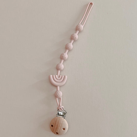 Sweet Pink Rainbow Pacifier Clip