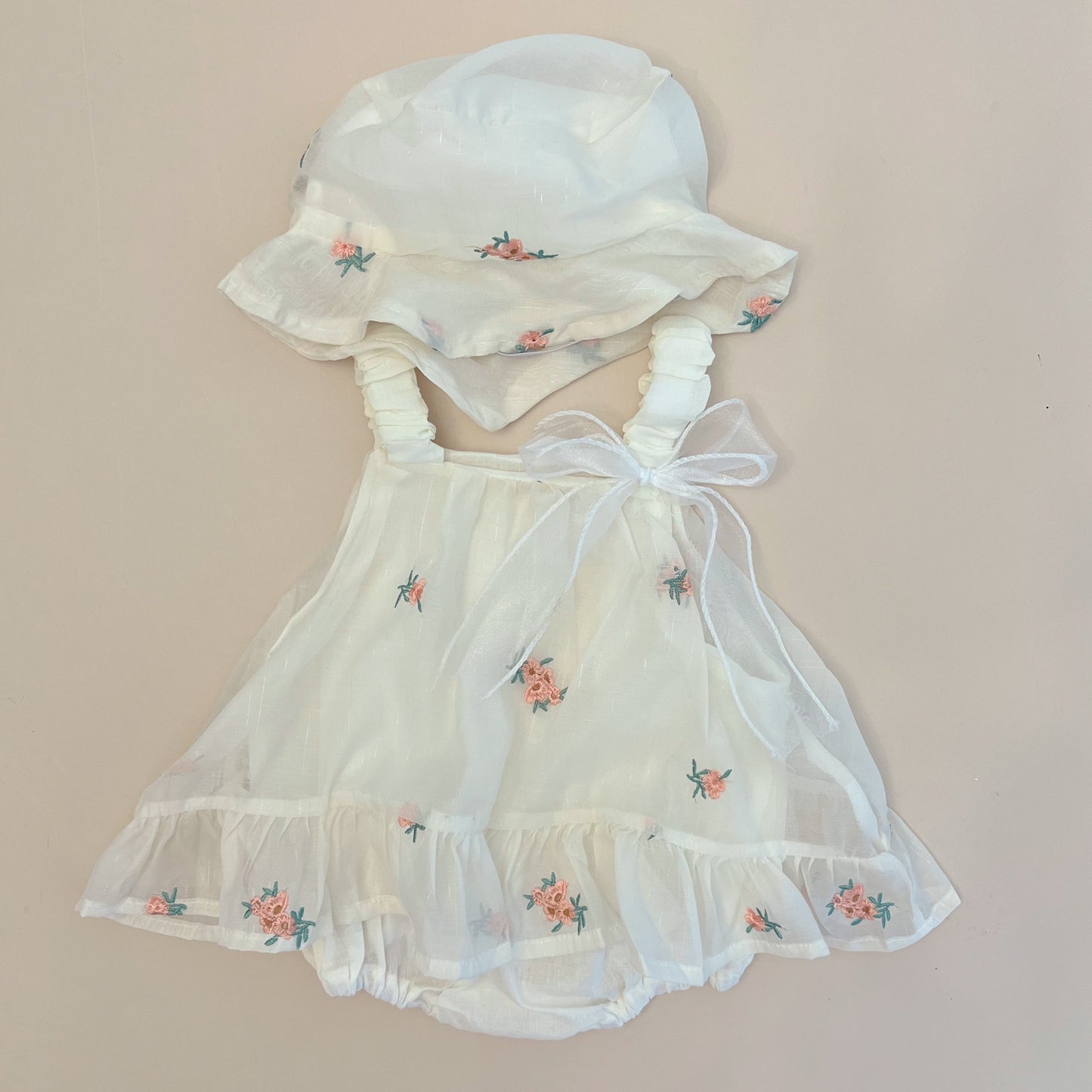 Delicate Rose Tulle Romper Dress Set