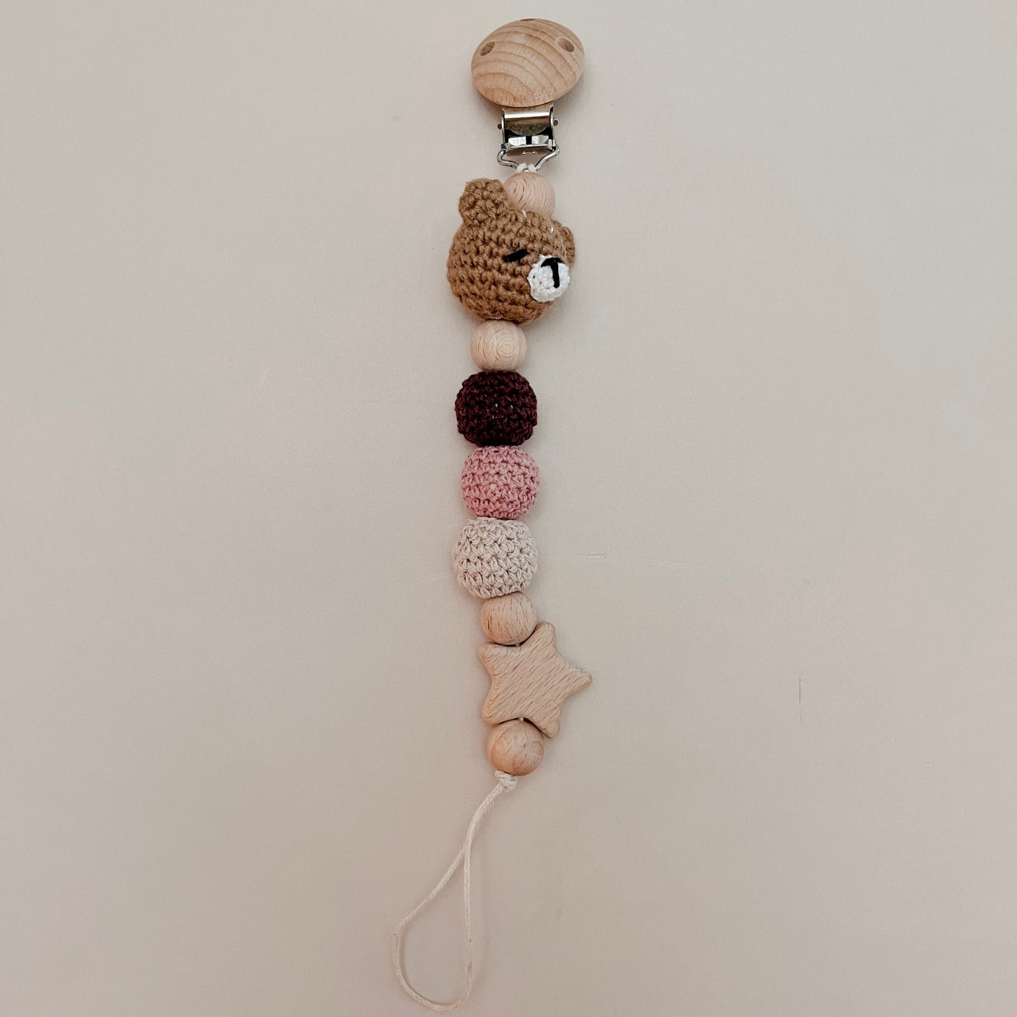 Bear Crochet Pacifier Clip