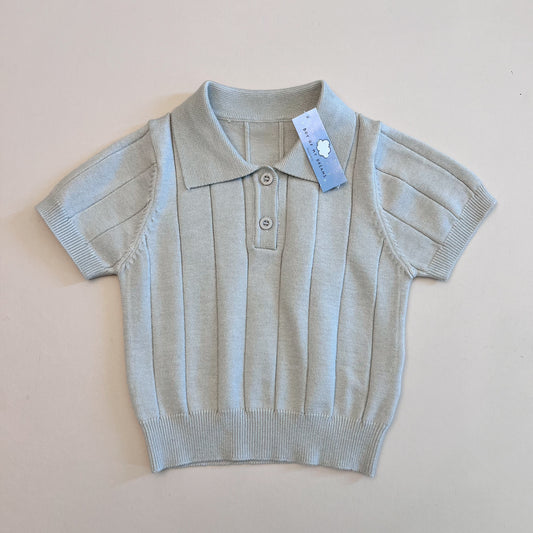 Seal Gray Knitted Polo Top