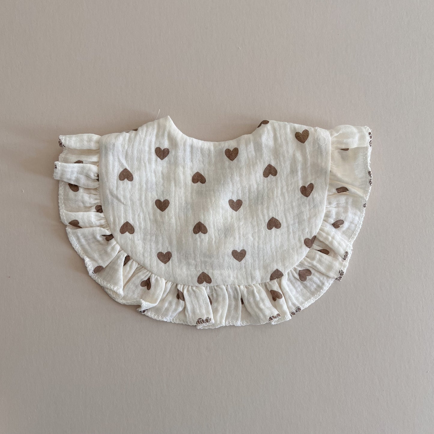 Brown Hearts Lace Bib