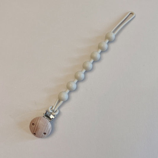 Cream Bear Pacifier Clip