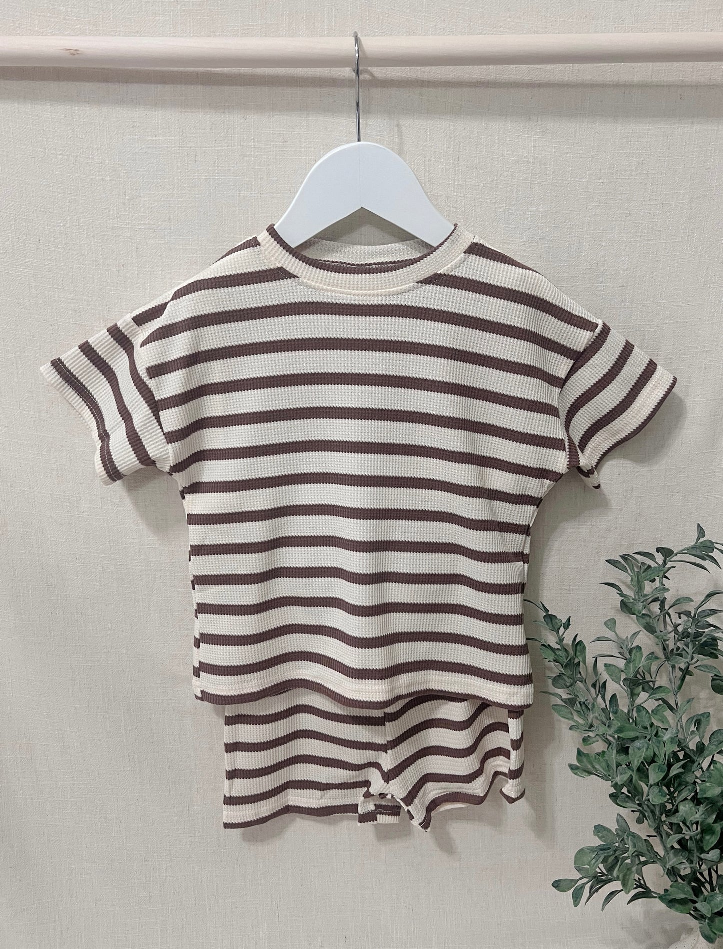 Almond Striped Waffle Cotton Set