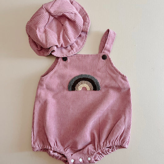 Vintage Pink Rainbow Corduroy Romper