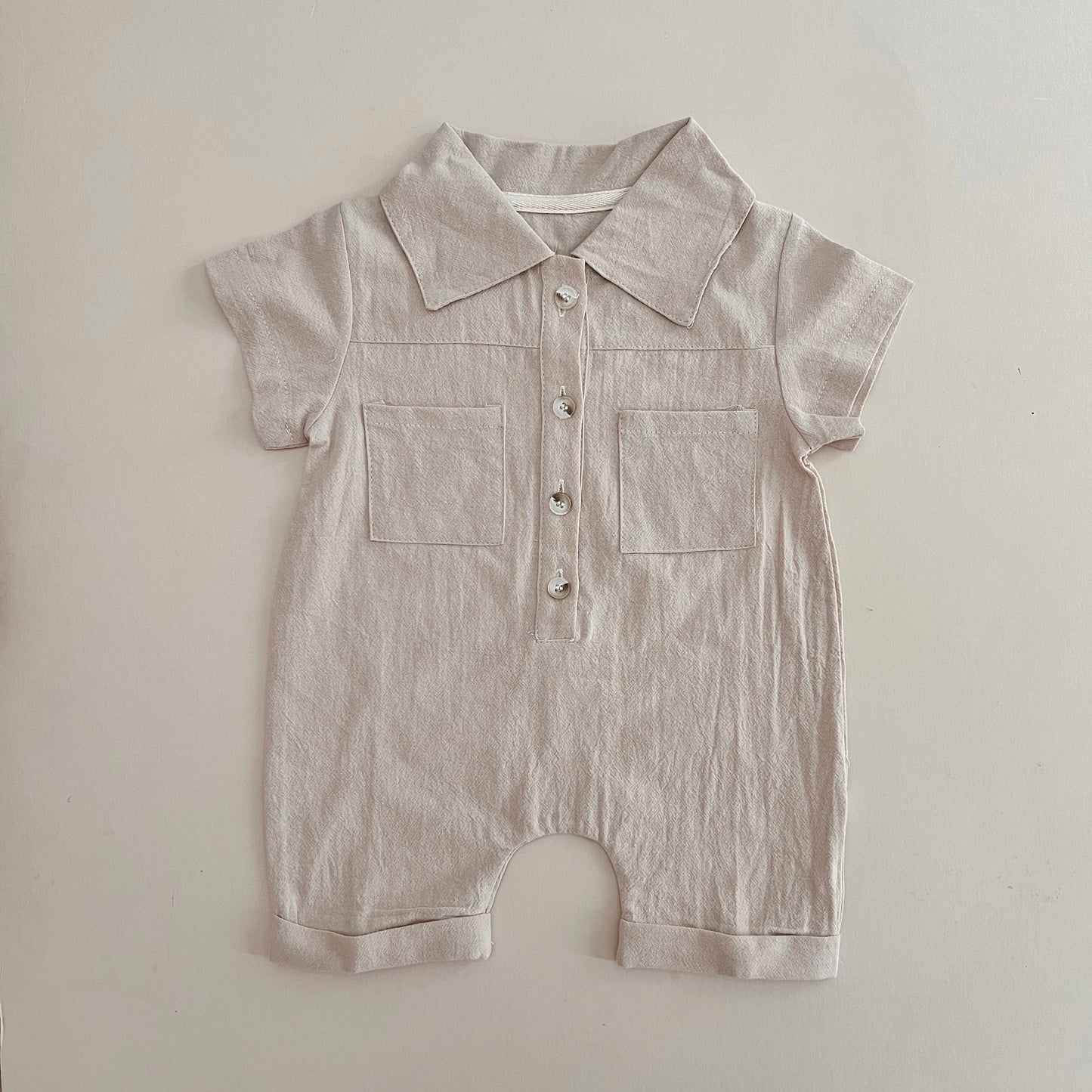 Almond Short Sleeve Jumpsuit