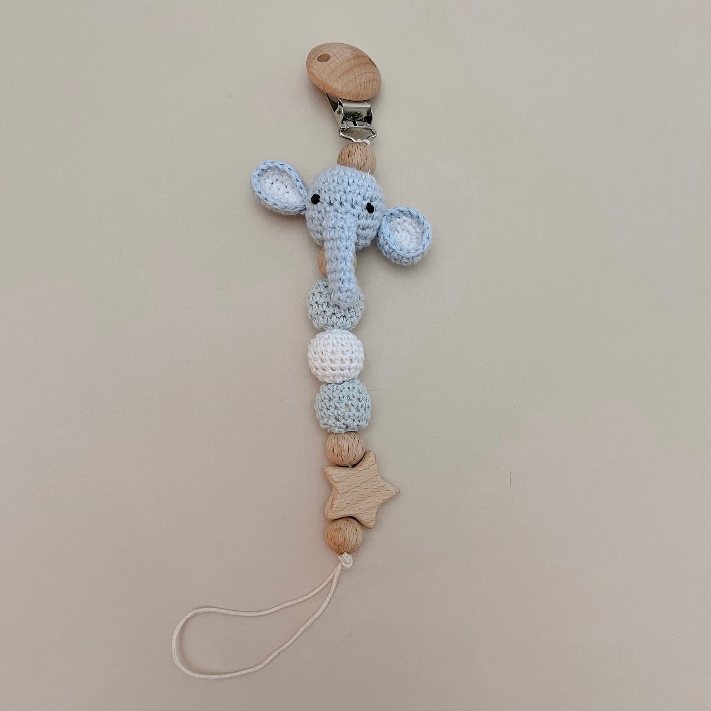 Elephant Crochet Pacifier Clip