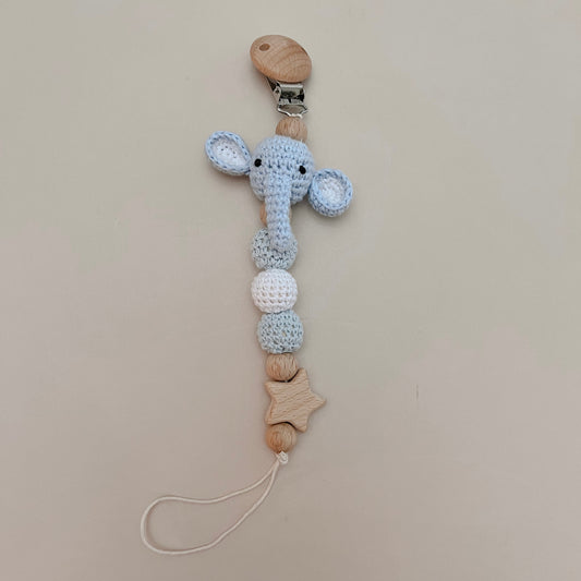 Elephant Crochet Pacifier Clip