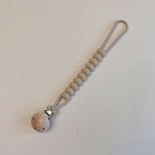 Almond Hearts Pacifier Clip