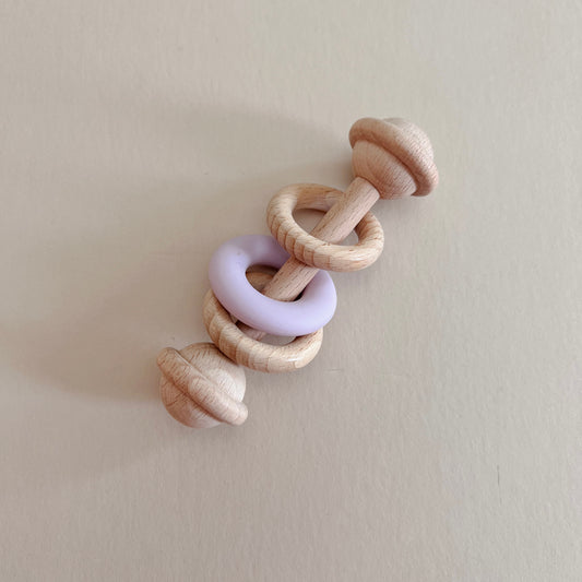 Lilac Ring Wood Baby Rattle