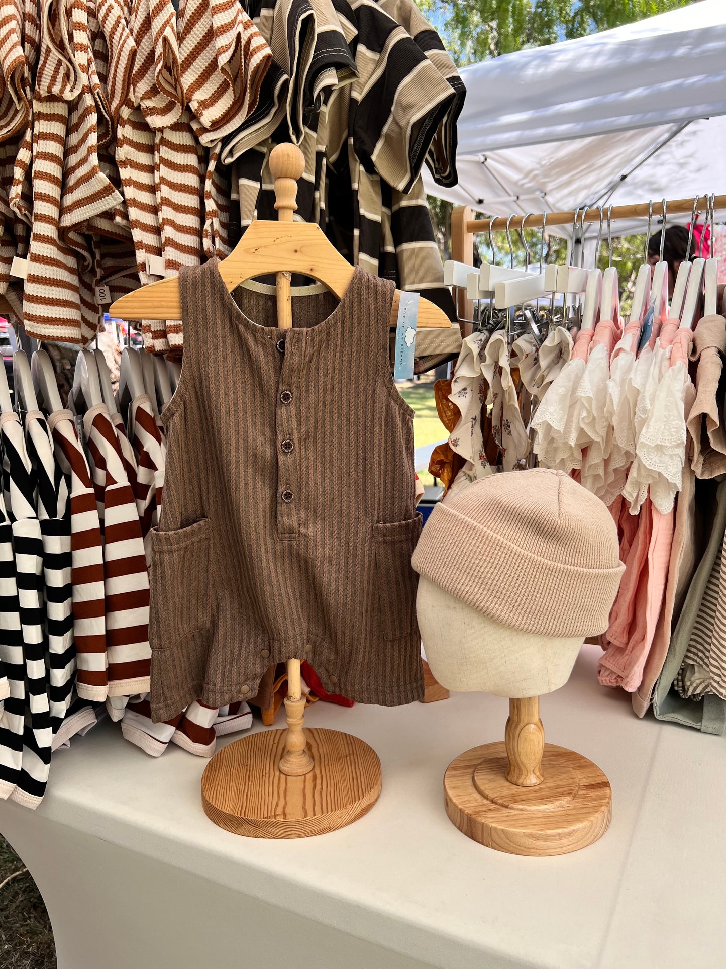 Mocha Striped Sleeveless Romper