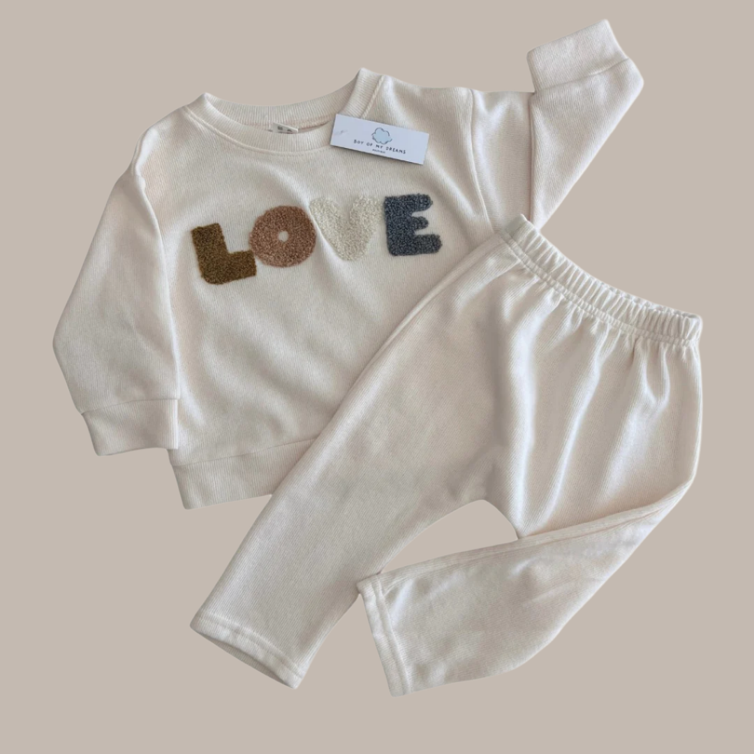 Beige LOVE Sweater Set