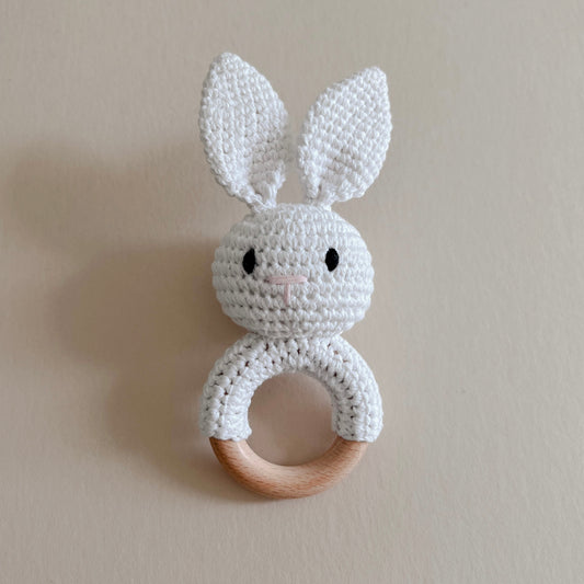 White Bunny Rattle