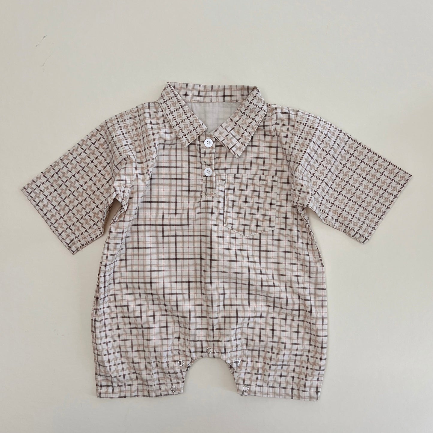 Vintage Brown Plaid Romper