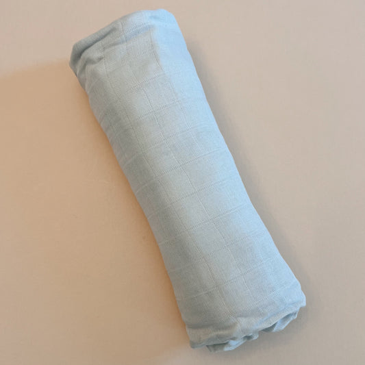 Baby Blue Muslin Swaddle Blanket