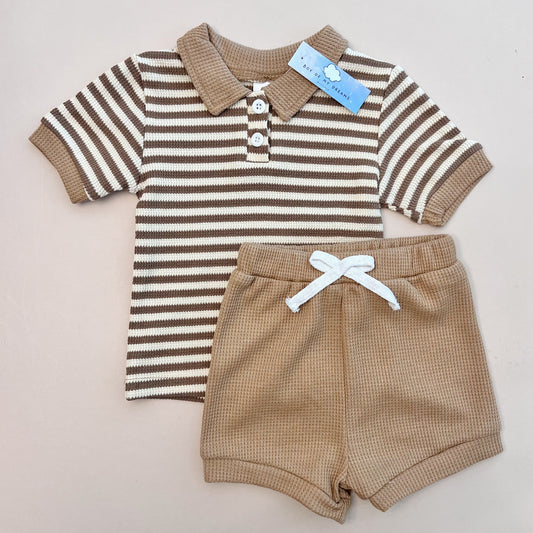 Sepia Striped Waffle Cotton Set