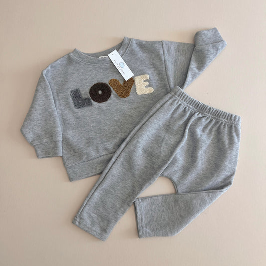 Gray LOVE Sweater Set