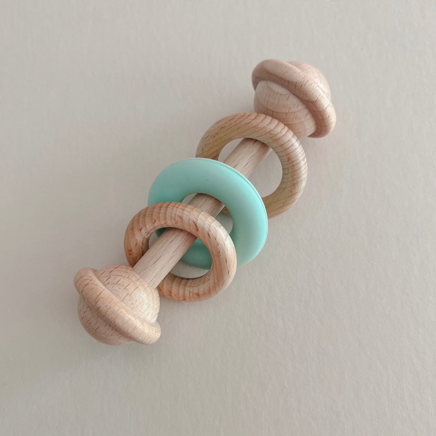 Green Ring Wood Baby Rattle