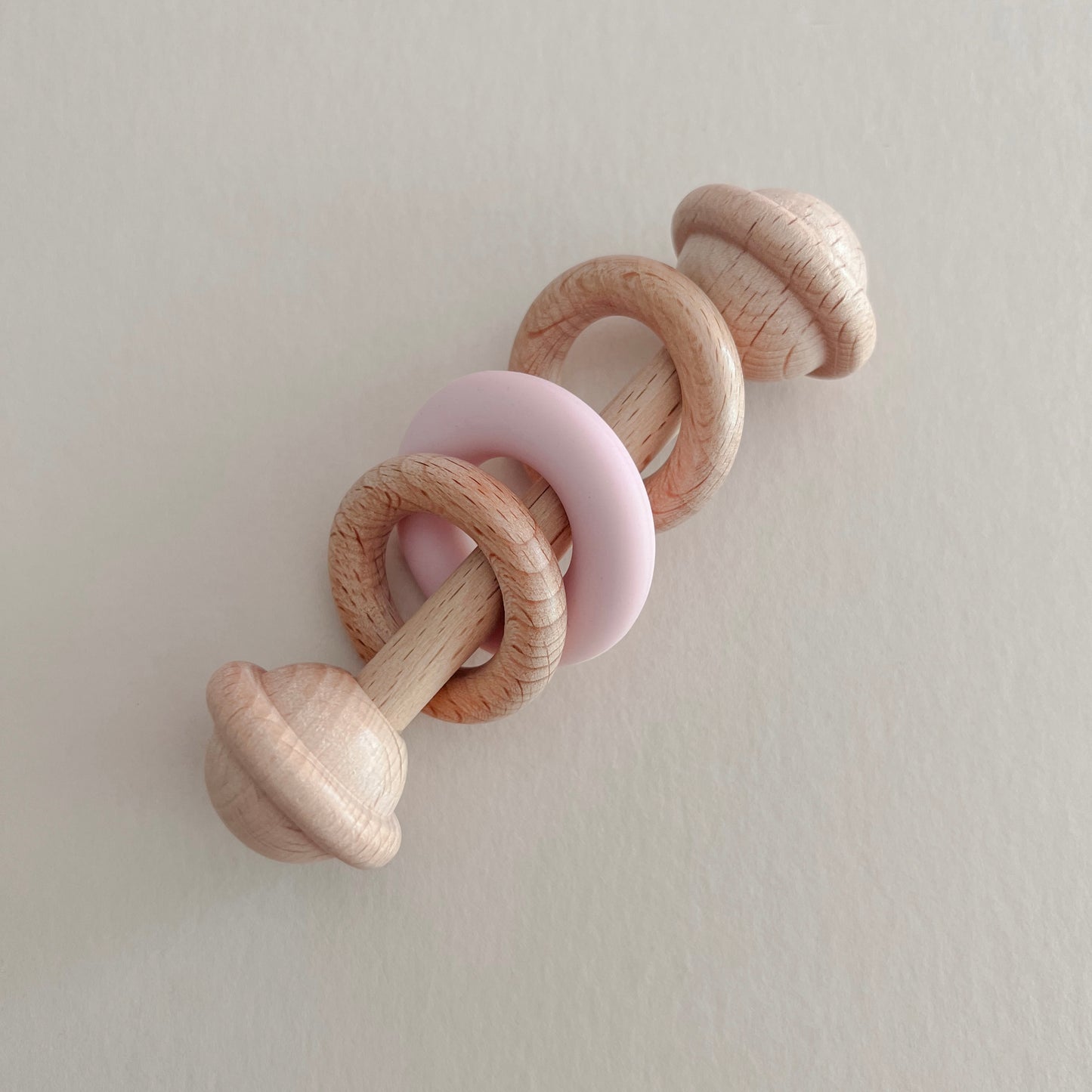 Pink Ring Wood Baby Rattle