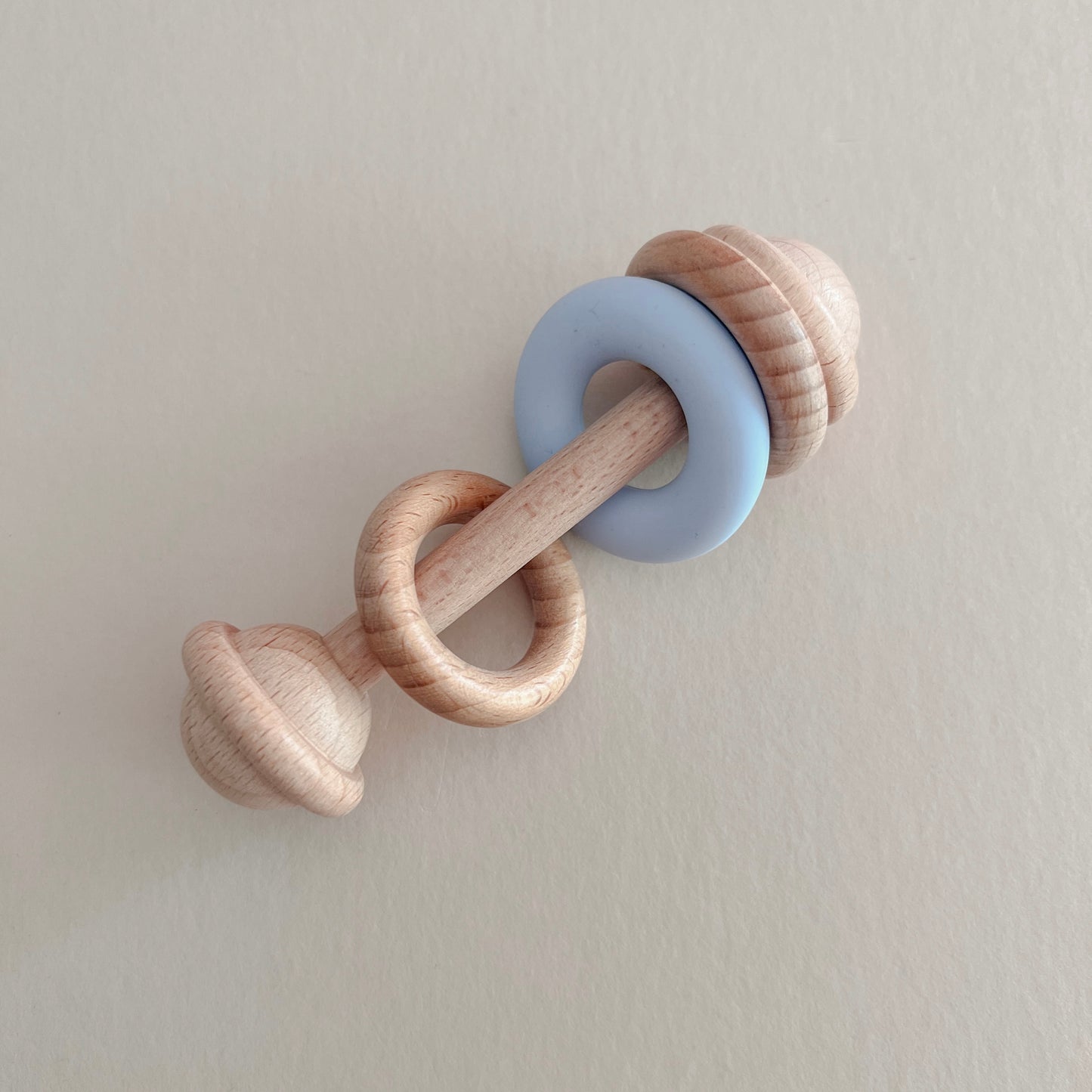 Blue Ring Wood Baby Rattle