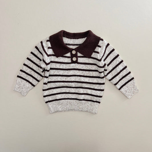 Dark Brown Striped Knit Sweater