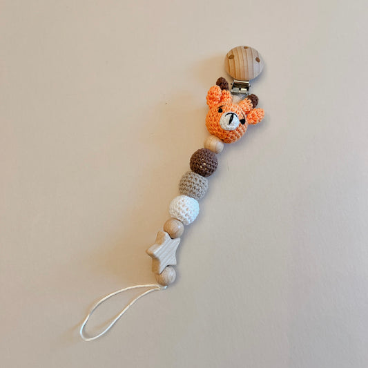 Orange Giraffe Crochet Pacifier Clip