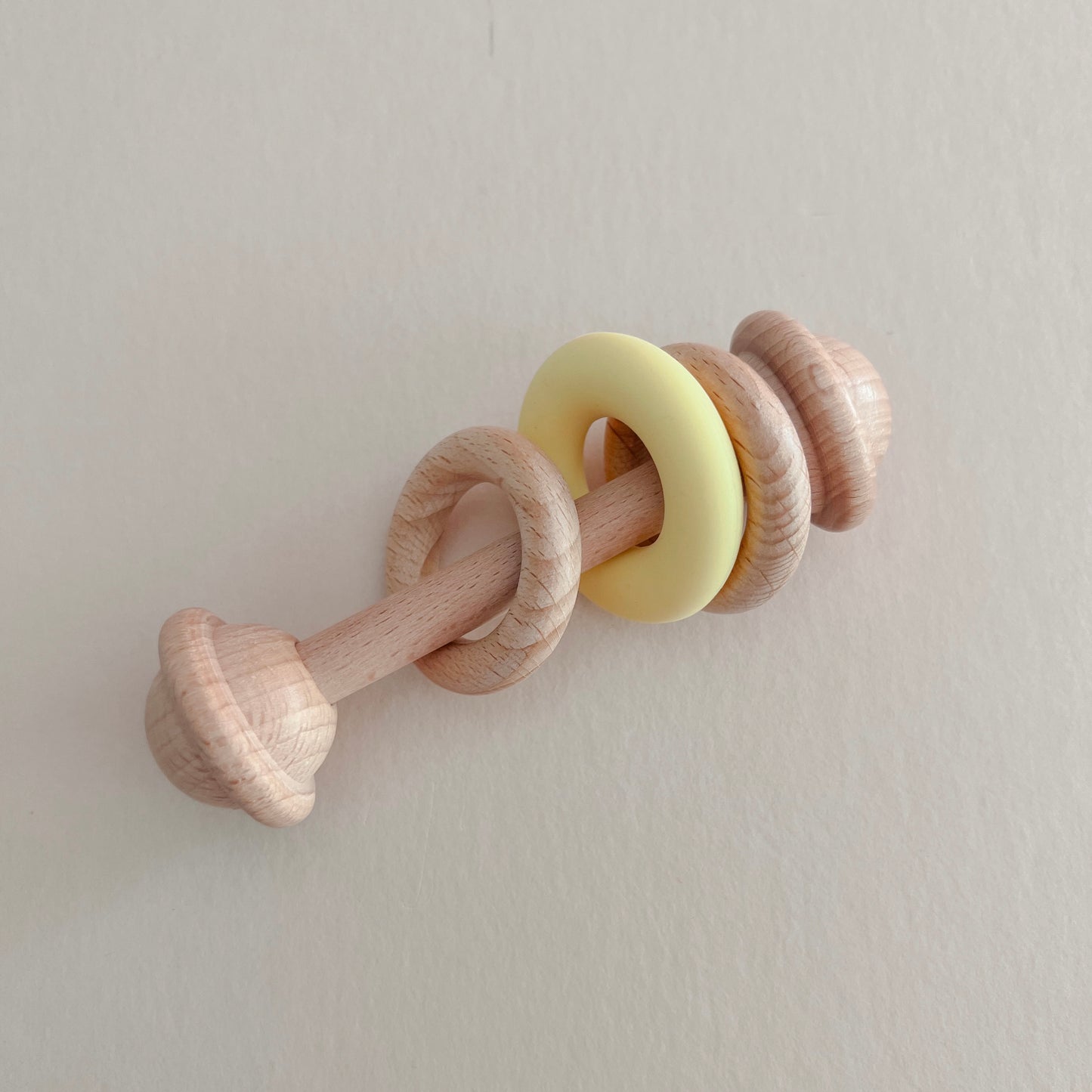 Yellow Ring Wood Baby Rattle