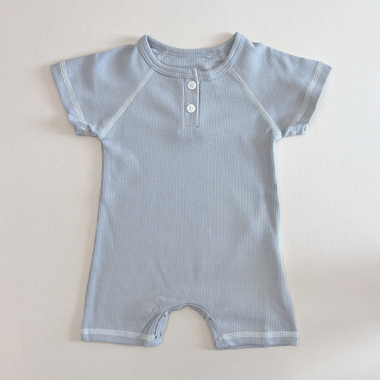 Blue Gray Cotton Romper