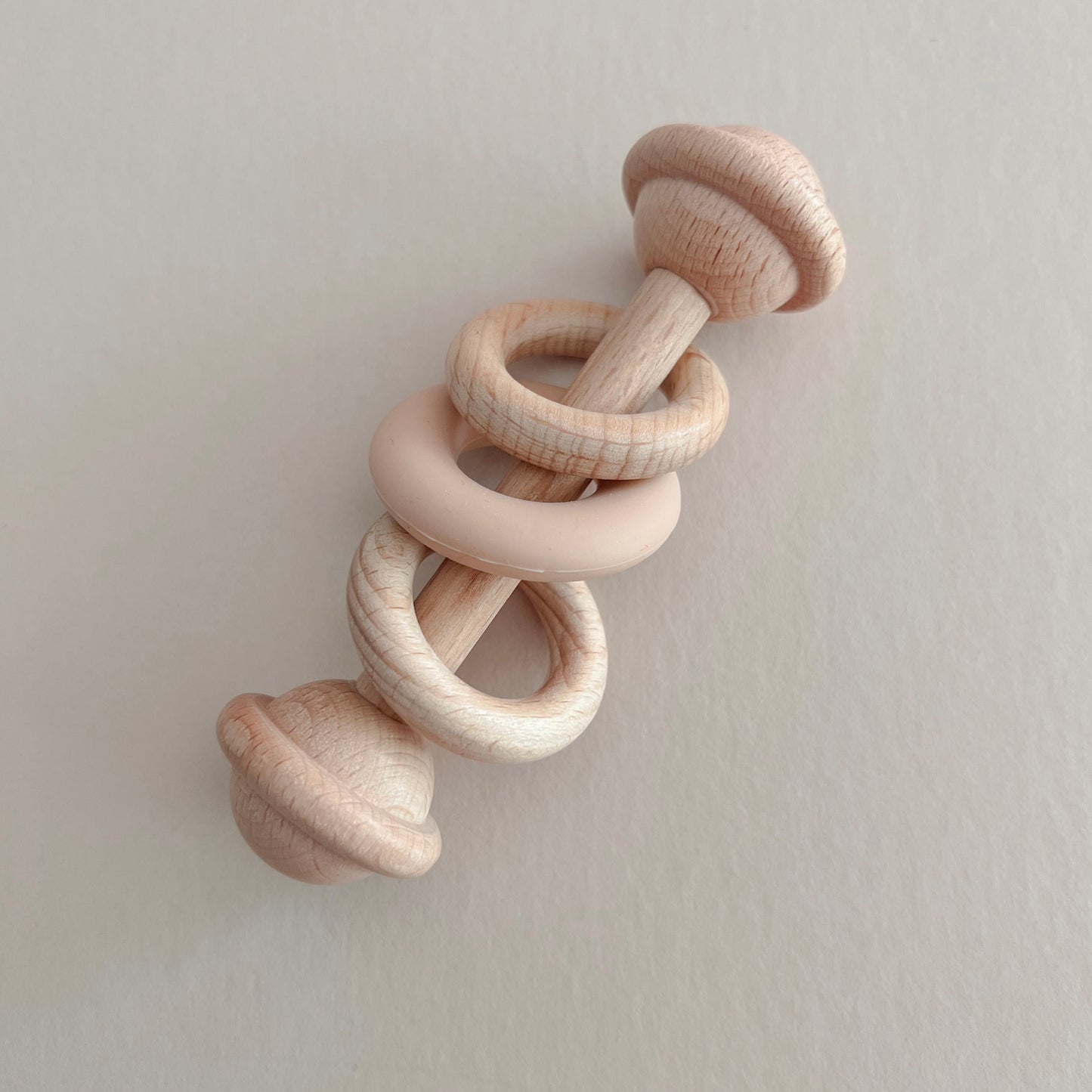 Beige Ring Wood Baby Rattle