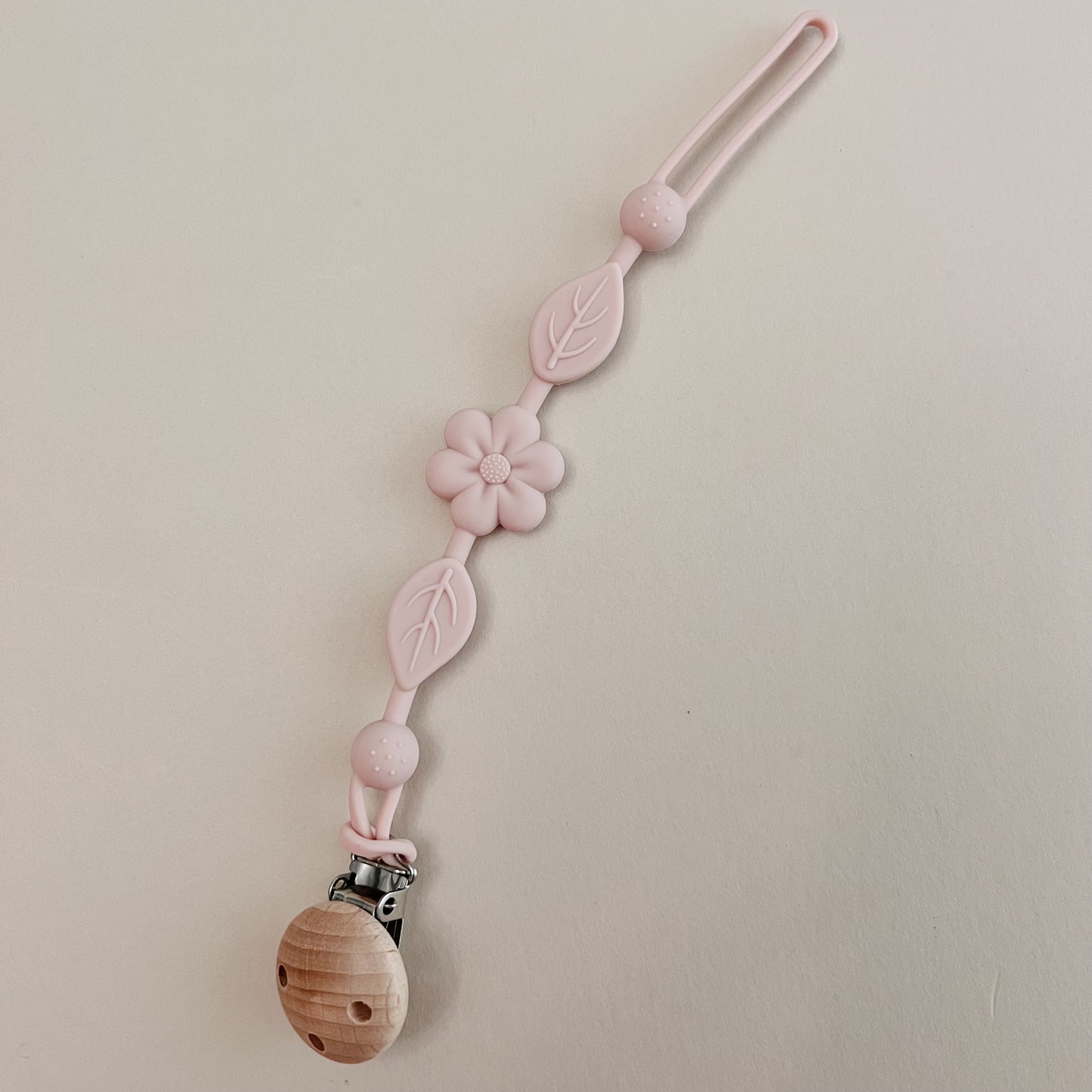 Sweet Pink Flower Pacifier Clip