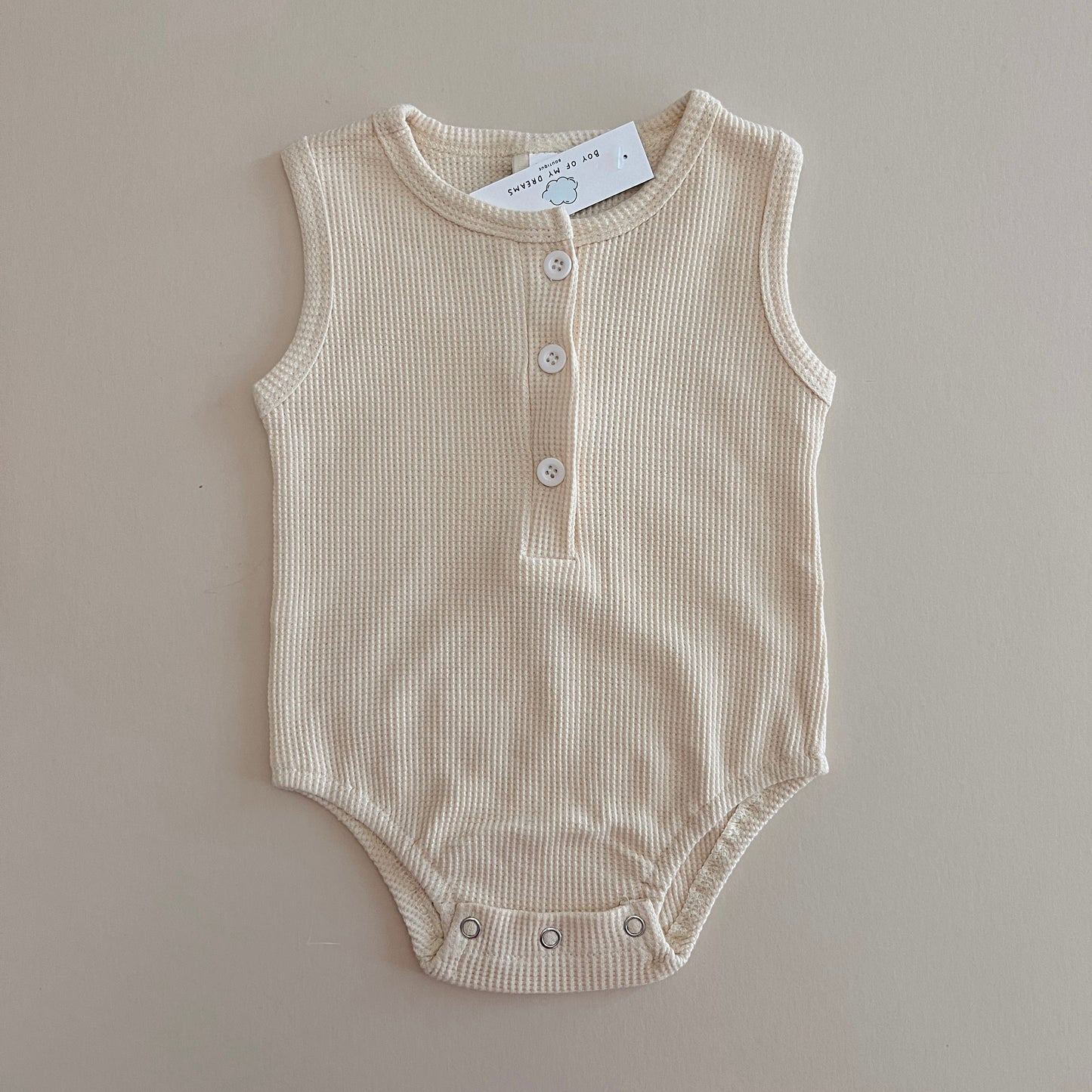 Cream Ribbed Cotton Bodysuit