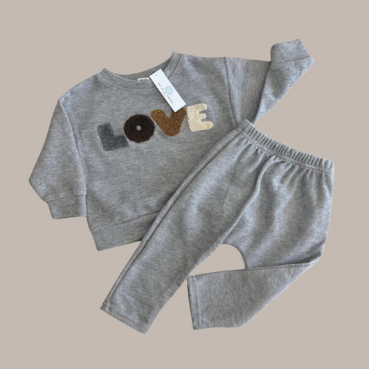 Gray LOVE Sweater Set